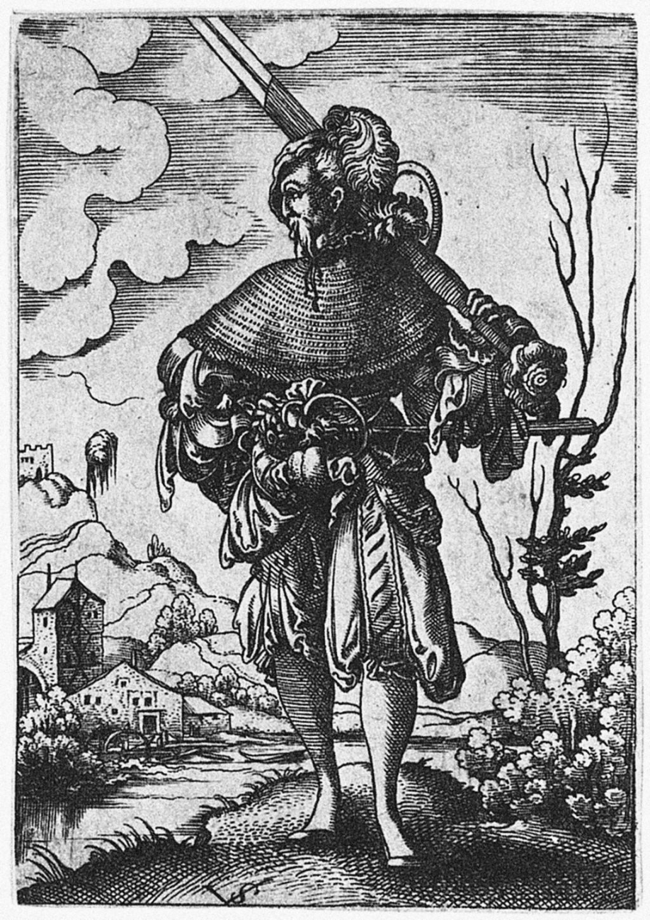 Landsknecht soldier with a two-handed sword. 