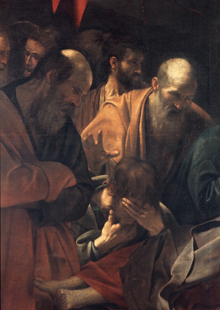 Zoomed in image of the Apostles in the Death of the Virgin. 